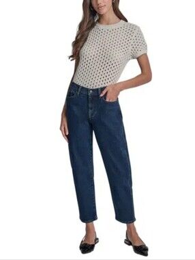NWT "DKNY JEANS" Mid Rise Barrel Leg Jeans Woman's Size 25Petite or 28 Petite